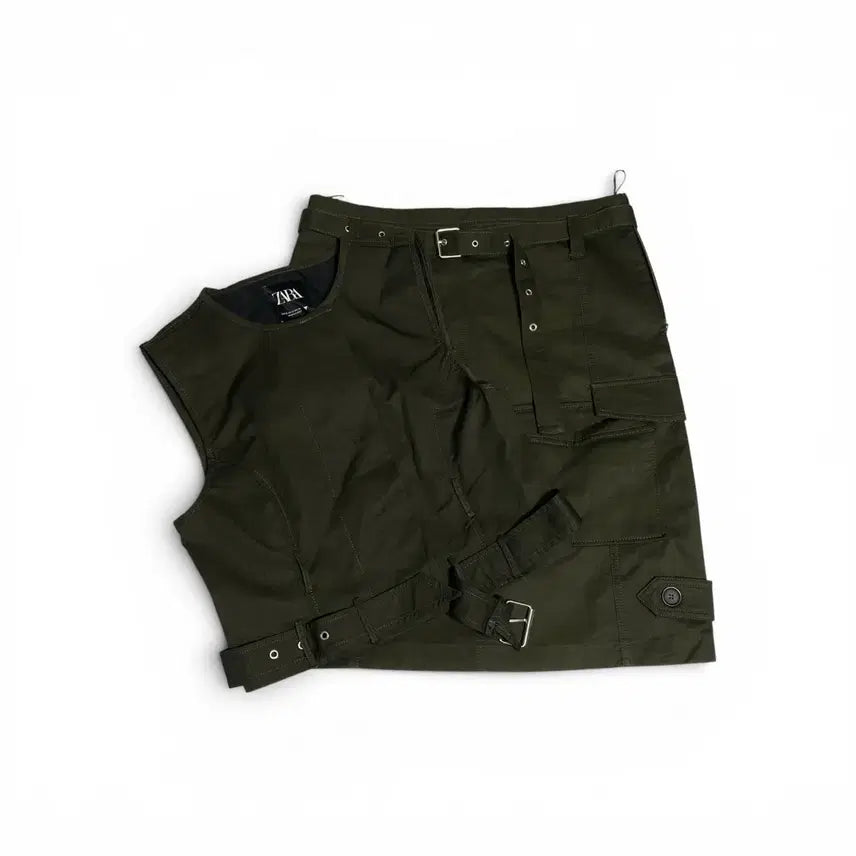 [BUNJANG] Zara Cargo Vest Skirt Set / 자라 카고 베스트 스커트 세트