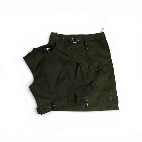 [BUNJANG] Zara Cargo Vest Skirt Set / 자라 카고 베스트 스커트 세트