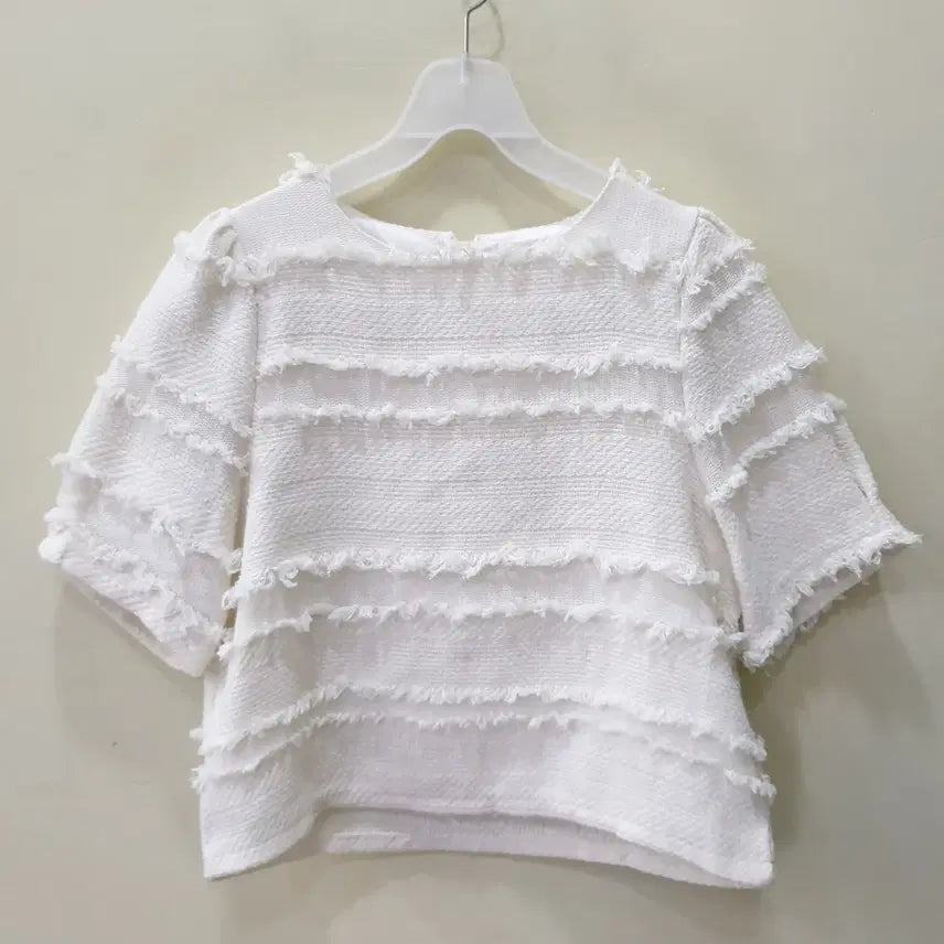 [BUNJANG] Mejae Short Sleeve Frill Blouse White Free Size / mejae 반팔 프릴 블라우스 화이트 Free
