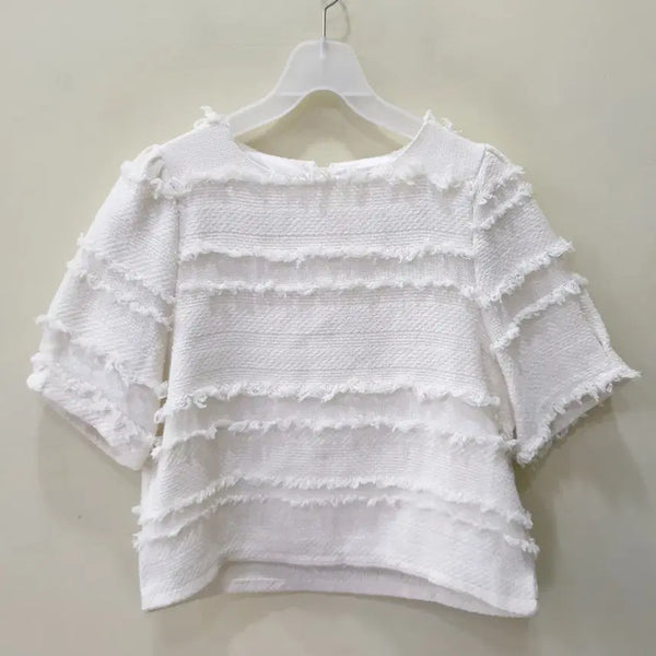 [BUNJANG] Mejae Short Sleeve Frill Blouse White Free Size / mejae 반팔 프릴 블라우스 화이트 Free
