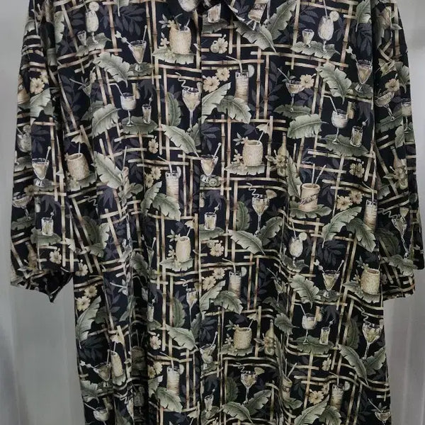 [BUNJANG] Pierre Cardin Tropical Pattern Hawaiian Shirt / 빈티지 피에르가르뎅 코튼 트로피컬 패턴 하와이언 셔츠 2XL 115