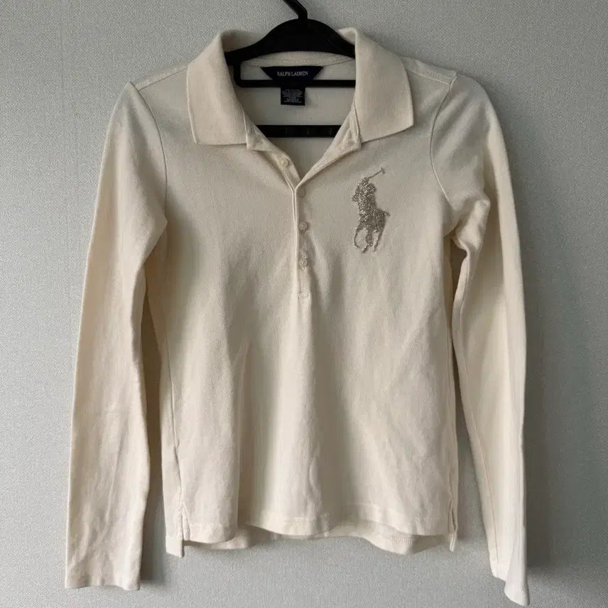 [BUNJANG] Polo Ralph Lauren Ivory Cubic Big Pony Long Sleeve Top / 유일매물 폴로 아이보리 큐빅 빅포니 긴팔