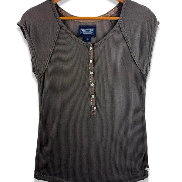 [BUNJANG] Polo Jeans Company Ribbed Henley Neck T-Shirt / 폴로진스컴퍼니 골지 헨리넥 티셔츠4417