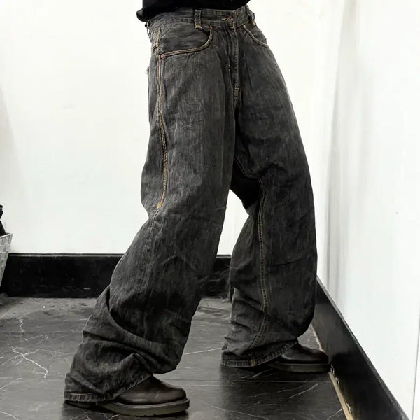 [BUNJANG] Rocawear 00s Black Washed Wide Leg Denim Pants / 로카웨어 00s 흑청 올드스쿨 데님 팬츠