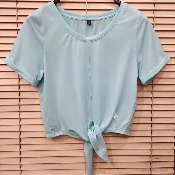 [BUNJANG] HUIT8 Blue Ribbon Cropped T-Shirt (XS) / (새상품)위뜨8 블루 묶음 크롭티셔츠
