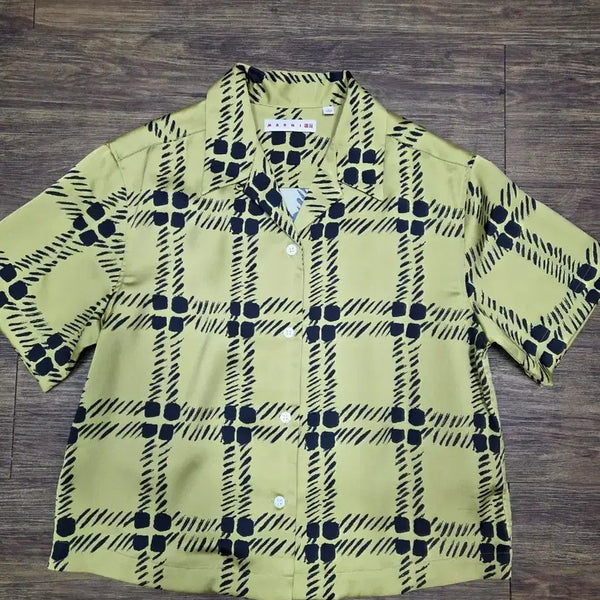 [BUNJANG] Marni x Uniqlo Satin Short Sleeve Shirt Yellow S / 마르니 유니클로 새틴  반팔셔츠 미사용품
