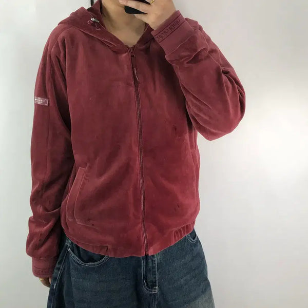 [BUNJANG] Calvin Klein Women's Velour Hoodie Zip-Up / [XL] CK 캘빈클라인 우먼 벨루어 후드집업