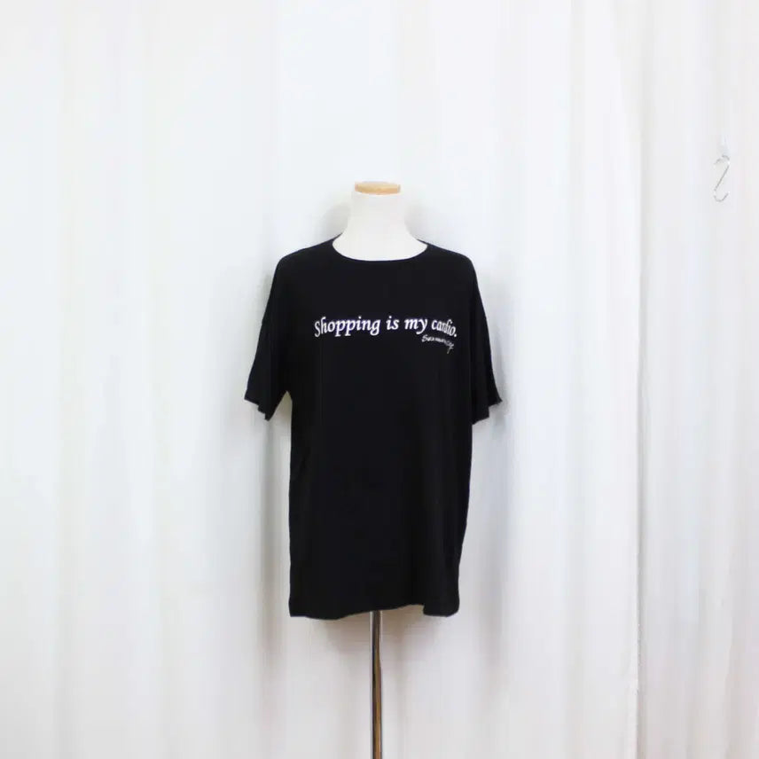 [BUNJANG] ZARA Women's Premium Cotton 100% Loose Fit Black Short Sleeve T-Shirt (L) / [정품] 자라 여성 블랙 반팔 티셔츠 (L) 상상샵