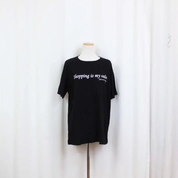 [BUNJANG] ZARA Women's Premium Cotton 100% Loose Fit Black Short Sleeve T-Shirt (L) / [정품] 자라 여성 블랙 반팔 티셔츠 (L) 상상샵