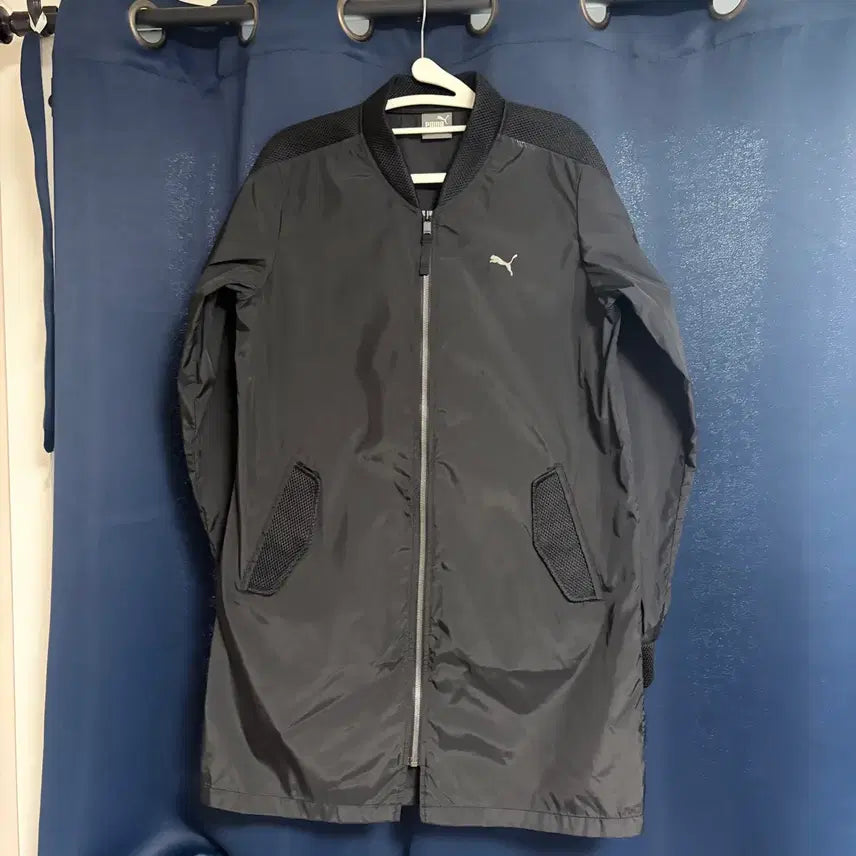 [BUNJANG] Puma Black Long Windbreaker Jacket / 푸마 블랙 롱 바람막이