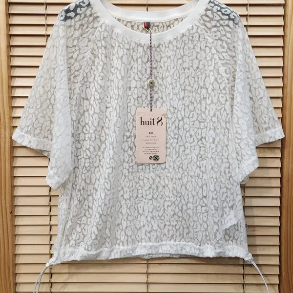 [BUNJANG] HUIT8 Leopard Lace Short Sleeve T-shirt / (새상품)위뜨8 레오파드 레이스 반팔티