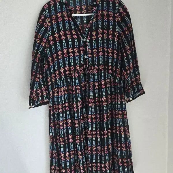 [BUNJANG] Floral Pattern Dress / 플라워 무늬 원피스 55 S (7부소매 비침 시스루)