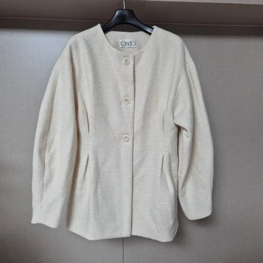 [BUNJANG] Ondo Tweed No-Collar Jacket Ivory / ondo 온도 트위드 노카라 자켓