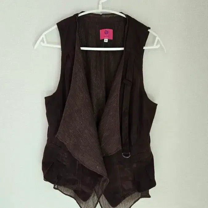 [BUNJANG] Selly's Suede Chiffon Vest Brown / selly's 스웨이드 쉬폰 포인트 조끼 브라운 55