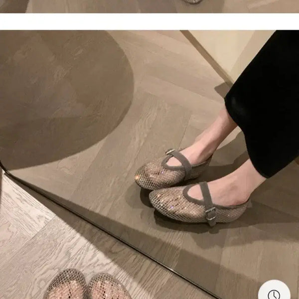 [BUNJANG] Mesh Flat Shoes - Grey / 메쉬 플랫슈즈 그레이