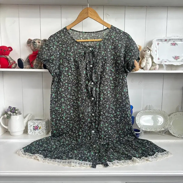 [BUNJANG] iiMK Black Matcha Green Flower Lace Dress / 블랙 말차그린 플라워 레이스 원피스