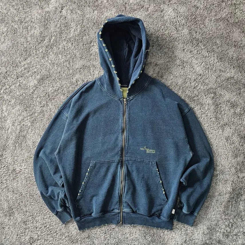[BUNJANG] Nautica Navy Long Sleeve Hooded Zip-Up Jacket with Stud Detail / NAUTICA 긴팔 후드 집업