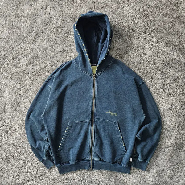 [BUNJANG] Nautica Navy Long Sleeve Hooded Zip-Up Jacket with Stud Detail / NAUTICA 긴팔 후드 집업