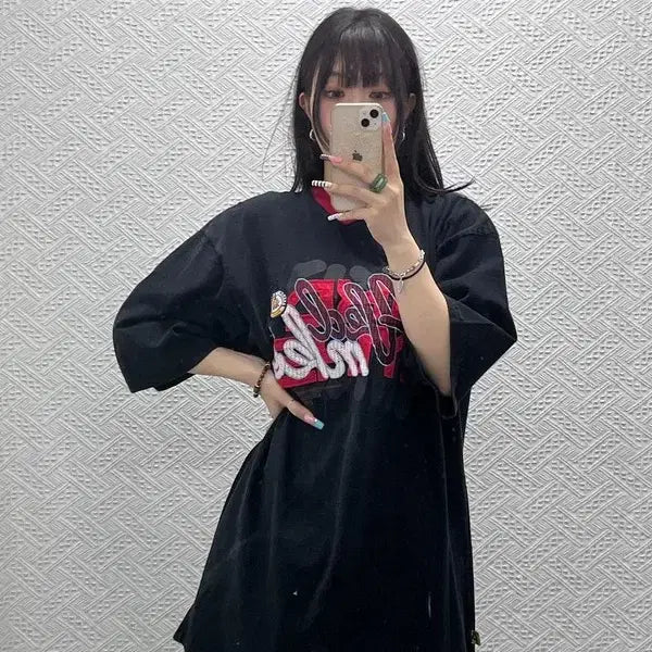 [BUNJANG] Academics Vintage Street Punk Kitsch Logo Oversized T-Shirt XXL / 아카데믹스 빈티지 스트릿 펑크 키치로고 아방핏 반팔티 XXL C13152