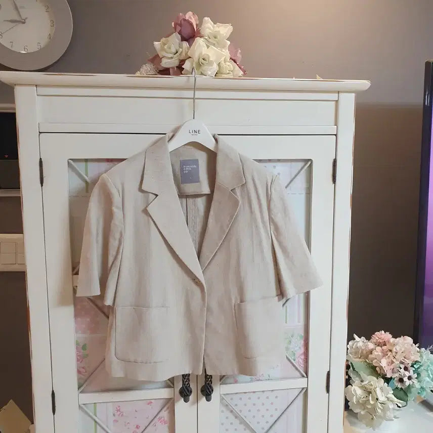 [BUNJANG] 8 Seconds Beige Short Sleeve Jacket (Size 55-66) / 에잇세컨즈 자켓/55-66