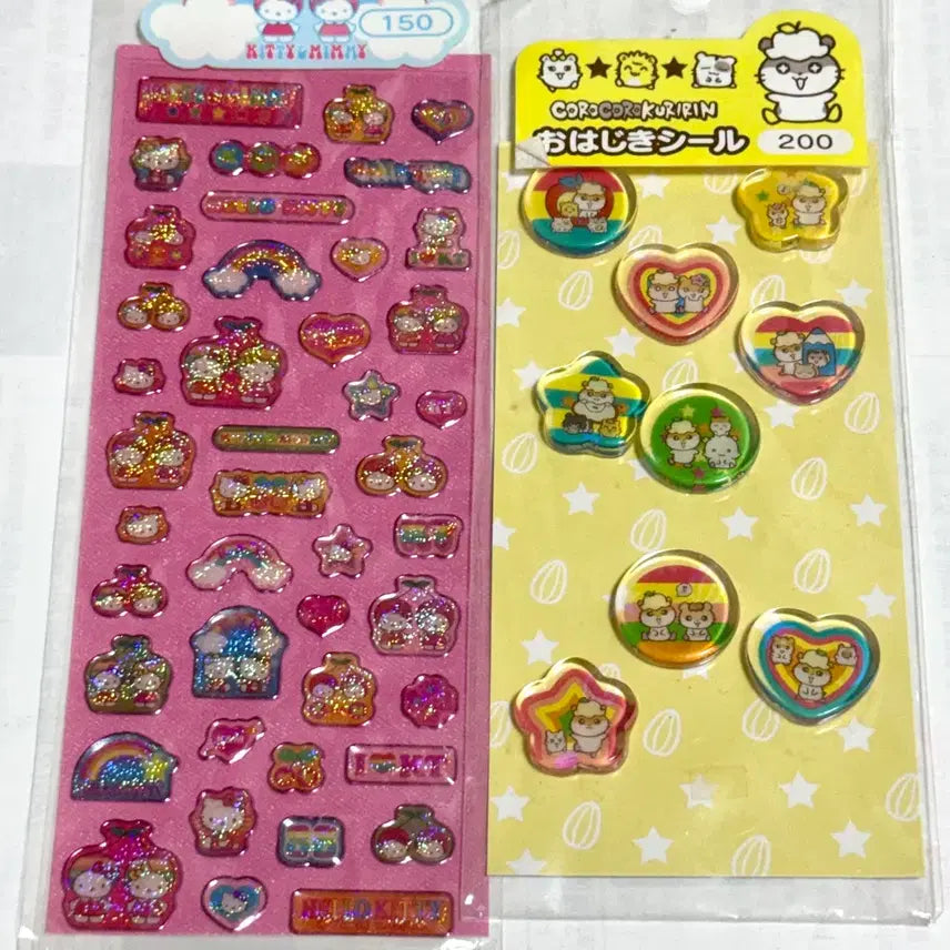 [BUNJANG] Sanrio Hello Kitty Glitter Block Seal Sticker / 산리오 헬로키티 키티 미미 코로코로쿠리링 고전 글리터 블록 씰 스티커