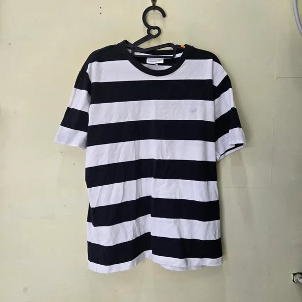 [BUNJANG] Lacoste Classic Fit Striped Short Sleeve T-Shirt (Black/White) / [L] Lacoste 반팔티 블랙/화이트