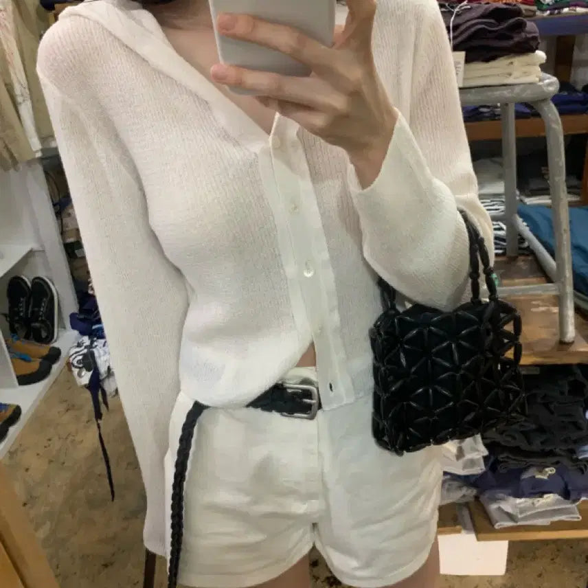 [BUNJANG] Lazy Studio Linen Hooded Cardigan Ivory / 레이지샵 린넨 후드 가디건 아이보리 (택ㅇ 새상품)