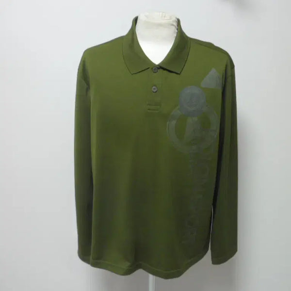 [BUNJANG] Kolon Sport Men's Olive Green Long Sleeve Polo T-Shirt (XL, New) / 코오롱스포츠/남성/춘추/일상복/카라 티셔츠/105사이즈/새제품