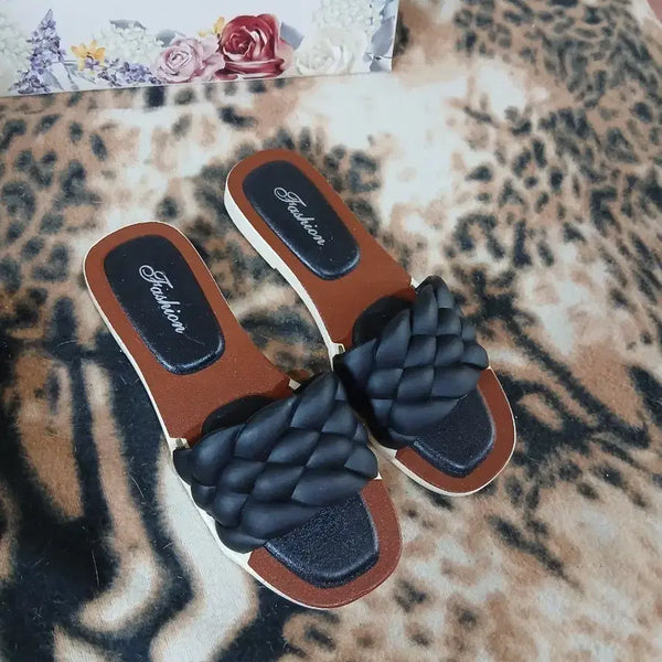 [BUNJANG] Black Twisted Strap Slippers / [235~240] 블랙 꼬임 슬리퍼