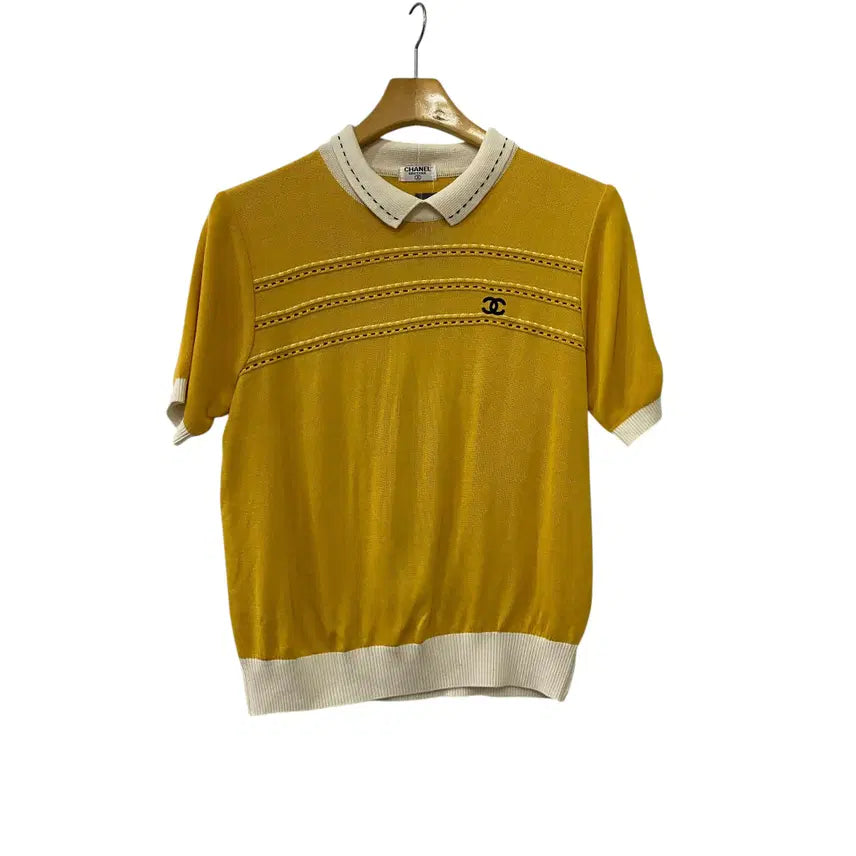[BUNJANG] Chanel Logo Short Sleeve Polo T-Shirt (XS) / A502. 여성용 샤넬 로고 반팔카라티(XS)