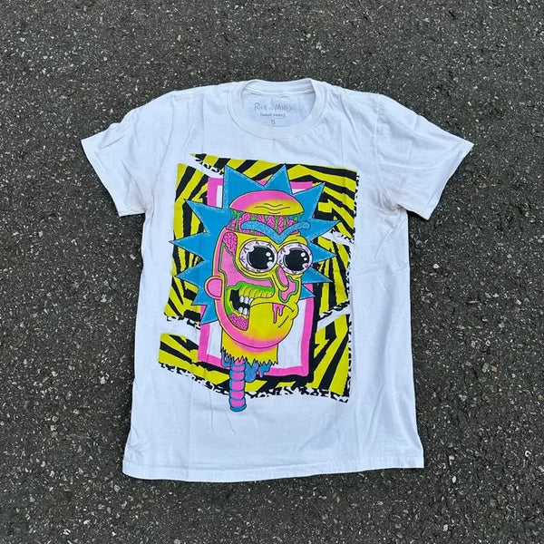 [BUNJANG] Rick and Morty Psychedelic Melting Rick Face Glitch T-Shirt / [릭앤모티] Rick and Morty T-Shirt