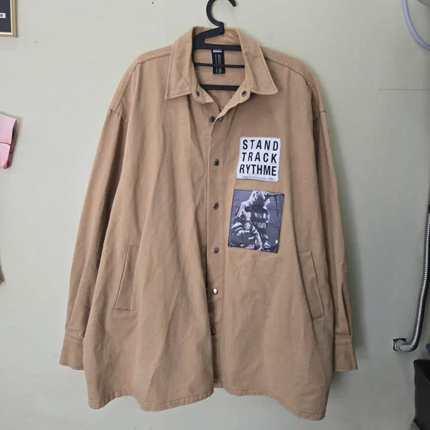 [BUNJANG] Attention Original Clothes Graphic Shirt Jacket Beige / [Free] Attention Original Clothes 셔츠 베이지