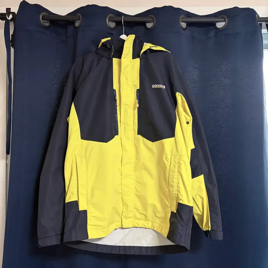 [BUNJANG] Pancoat Yellow/Navy Color Block Hooded Jacket / 팬콧 옐로우/네이비 배색 후드 자켓