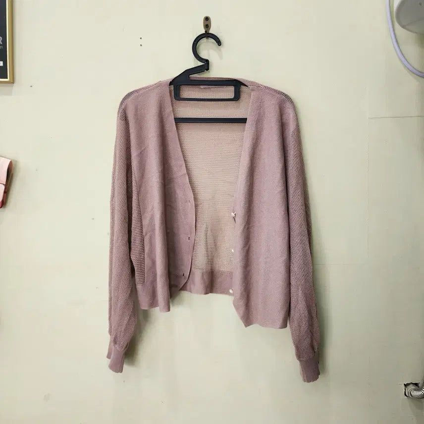[BUNJANG] MAXZA Long-Sleeve Cardigan Pink Free Size / MAXZA 긴팔 가디건 핑크 Free