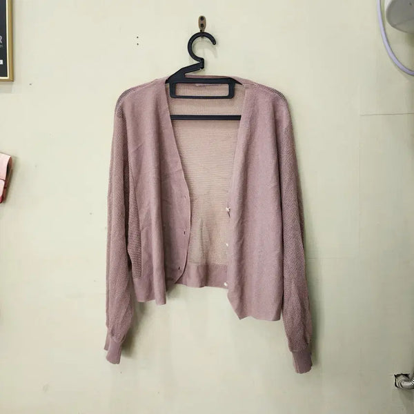 [BUNJANG] MAXZA Long-Sleeve Cardigan Pink Free Size / MAXZA 긴팔 가디건 핑크 Free