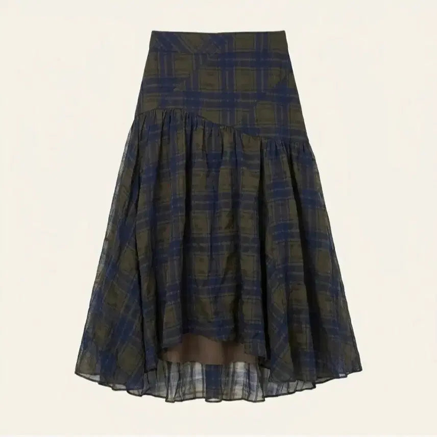 [BUNJANG] O'2nd Check Asymmetric Skirt / 한섬 오즈세컨 체크 언발 스커트