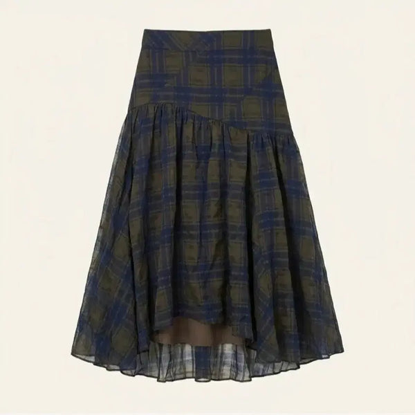 [BUNJANG] O'2nd Check Asymmetric Skirt / 한섬 오즈세컨 체크 언발 스커트