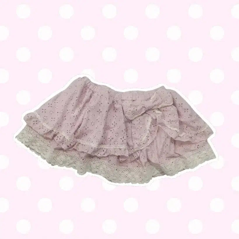 [BUNJANG] Powder Punching Ribbon Skirt / 파우더 펀칭 리본 스커트 갸루 히메갸루 히메카지 라떼갸루 일본