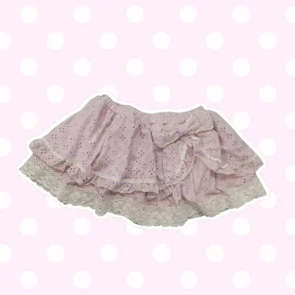 [BUNJANG] Powder Punching Ribbon Skirt / 파우더 펀칭 리본 스커트 갸루 히메갸루 히메카지 라떼갸루 일본