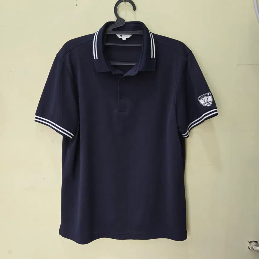 [BUNJANG] Beanpole Golf Navy Color Block Collar Short Sleeve Polo Shirt - Size L (Men's 105) / [L] 빈폴 폴로셔츠 네이비