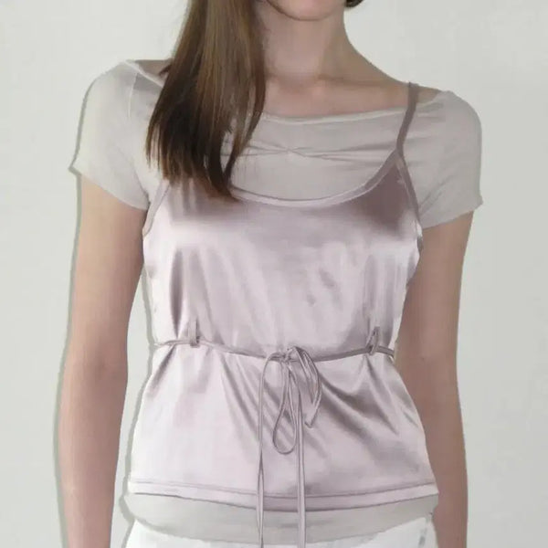 [BUNJANG] Sinoon Ballerina Layered Top Soft Pink / 시눈 발레리나 레이어드 탑 소프트 핑크컬러(새상품)