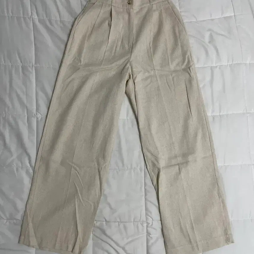 [BUNJANG] NICK&NICOLE Beige Two-Tuck Linen Pants S / 닉앤니콜 베이지 투턱 린넨 팬츠 S