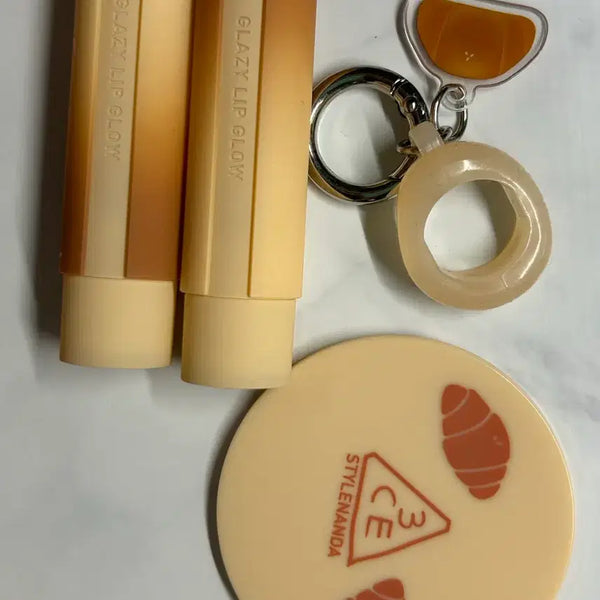 [BUNJANG] 3CE Baker Edition Salt Bread Lip Balm (2 Colors) with Mirror and Lip Holder / 3ce 베이커에디션 소금빵 립밤 2개 거울 립홀더