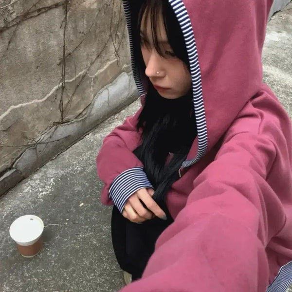 [BUNJANG] Morae House Smurf Edge Hooded Zip-Up Burgundy / 모래하우스 스머프 엣지 후드집업
