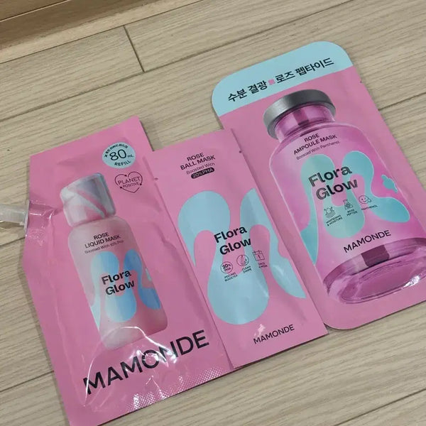 [BUNJANG] Mamonde Flora Glow Rose Liquid Mask Set / 마몽드 플로라 글로우 로즈 리퀴드 마스크 80ml 본품용량 외 2종 증정