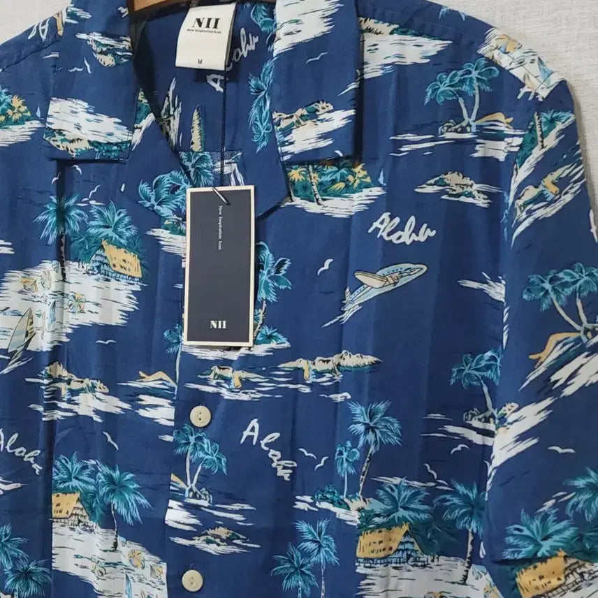[BUNJANG] NII Summer Hawaiian Short-Sleeve Shirt Size 95 / 새상품) NII 니 시원한 여름 반팔 남방 화와이안 셔츠 95 바캉스 해외여행 휴가