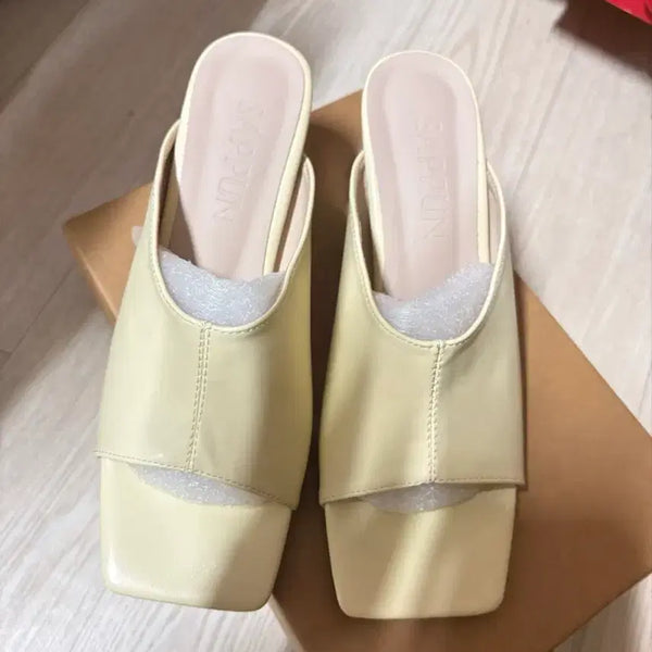 [BUNJANG] SAPPUN Mule Sandals 240 Yellow Ivory 6cm Heel / 사뿐 뮬 샌들 240(새상품)6cm 선물용가능