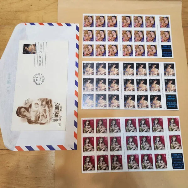 [BUNJANG] 1996 Christmas Commemorative 1st Edition Stamp Sheet (3 Sheets + 1 First Day Cover) / 1996년 크리스마스 기념 1차 발행 우표 (전지3개, +초일1)