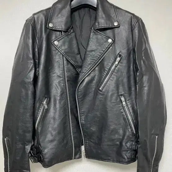 [BUNJANG] Black Leather Rider Jacket / 블랙 레더 라이더 자켓