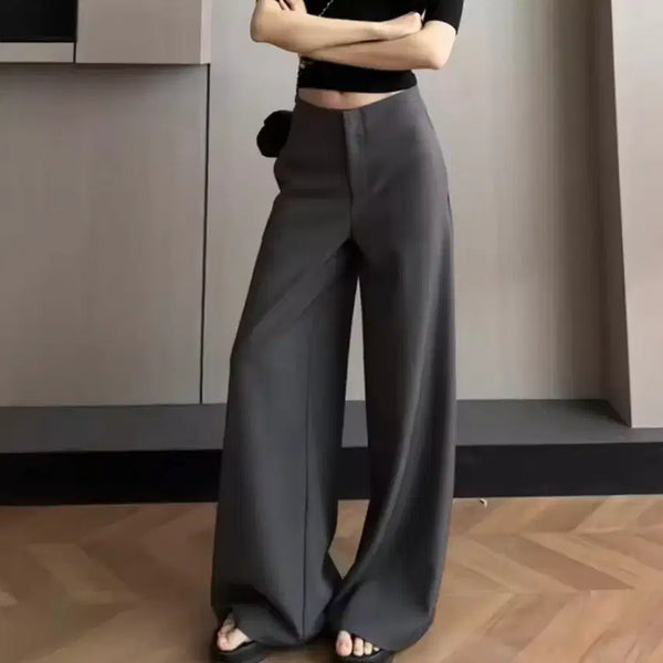 [BUNJANG] High-Waist Wide Slacks - Gray / 하이웨스트 와이드 슬랙스 그레이